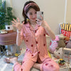 Summer new Short Sleeved Women Pajamas Set Fashion Women Lovely cartoon print pajamas Long Pant Pyjamas Cotton Leisure Sleepwear