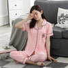 Summer new Short Sleeved Women Pajamas Set Fashion Women Lovely cartoon print pajamas Long Pant Pyjamas Cotton Leisure Sleepwear