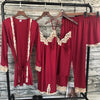2019 New 5 PCS Lace Sexy Pajama Set  With Chest Pad Nightdress+Pant+Cardigan Set Sleepwear