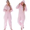 Women Onesies Winter Warm Pyjamas Fluffy Fleece Sleepwear Overall Hood Sets Pajamas Onesie Homewear for Women Adult Pajama Set