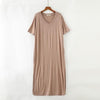 Spring New Solid Split Home Dress Cotton Comfortable Sleepwear Loose V-Neck Nightdress Intimate Lingerie Korean Bathrobe Lounge