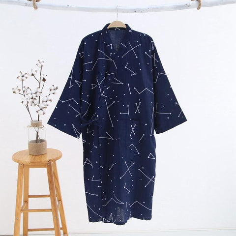 Summer New thin Robe Loose men Japanese Style bathrobe 100% cotton double deck gauze Sleepwear Sleeprobe home Wear Leisure wear
