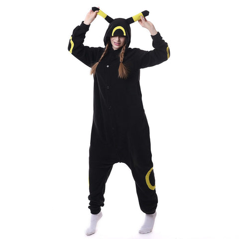 Kigurumi Cartoon Onesie Pokemon Cosplay Umbreon Pajamas Girl Women Adult Black Sleepwear Party Jumpsuit Winter Sleep Overalls XL