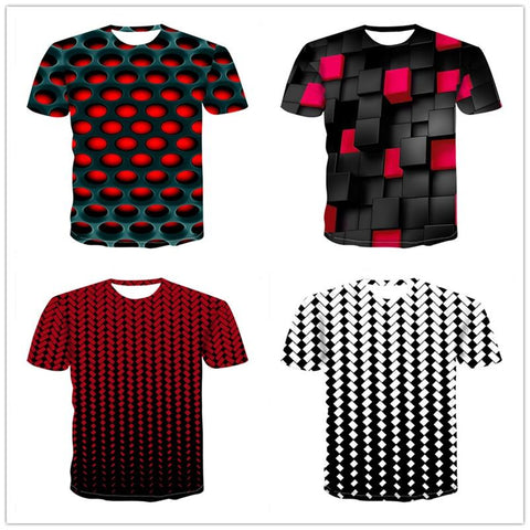 Diamond square 3D digital printing men's Top Tees 2019 summer new fashion short-sleeve T-Shirt breathable men's O-Neck Tee shirt