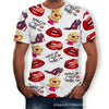 2019 Summer Men Casual Top Tees Cartoon 3D Red Lips Letter Print Short Sleeve T-Shirt Fashion O-Neck Big Size Loose Men Shirts