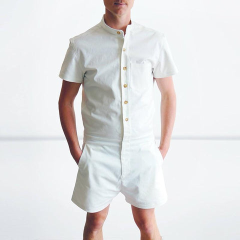 New Fashion Men Rompers Short Sleeve Male Stretch Slim Fit Jumpsuit Cargo Short Tops Trousers Overalls Casual Men Tracksuit