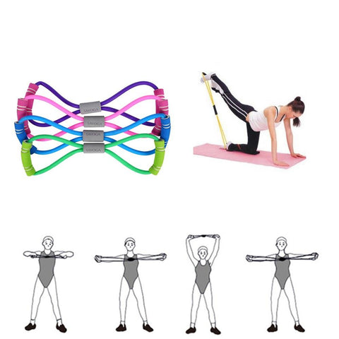 Gym Rubber Elastic Bands 8 Word Chest developer TPE Resistance Band for Men Women Fitness Training Home Yoga Outdoor Excercise