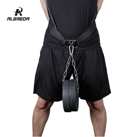 ALBREDA Gym Dumbbells Weight Lifting Belt Fitness Equipment  Drop Shipping Dip belt Strength Pull up Load belt Power Exercise