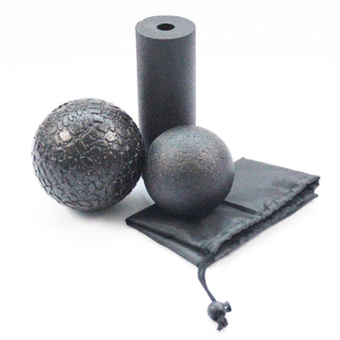 EPP Health Fitness Massage Ball Set  Body Pilates Gym Sport Ball Massager Roller Black Medicine Yoga Exercise Release Pain Fasci