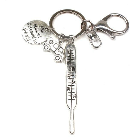 New Fashion Doctor Aid Kit Mini Syringe Thermometer Ambulance Dentist Angel Stethoscope Keychain Medicine Graduate Gift Souvenir
