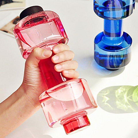 3 Colors Sports Water Bottles 550ml Leakproof Portable Unbreakable My Sports Plastic Bottle Shaker BPA Fitness Dumbbell Unisex