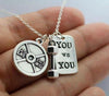 Vintage Silver 25lbs WEIGHT Barbell Fitness Kettlebell Dumbbell STRONG IS Weightlifting Necklace Charms Pendant Necklace
