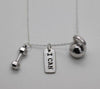 Vintage Silver 25lbs WEIGHT Barbell Fitness Kettlebell Dumbbell STRONG IS Weightlifting Necklace Charms Pendant Necklace