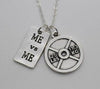 Vintage Silver 25lbs WEIGHT Barbell Fitness Kettlebell Dumbbell STRONG IS Weightlifting Necklace Charms Pendant Necklace