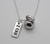 Vintage Silver 25lbs WEIGHT Barbell Fitness Kettlebell Dumbbell STRONG IS Weightlifting Necklace Charms Pendant Necklace