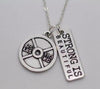 Vintage Silver 25lbs WEIGHT Barbell Fitness Kettlebell Dumbbell STRONG IS Weightlifting Necklace Charms Pendant Necklace