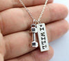 Vintage Silver 25lbs WEIGHT Barbell Fitness Kettlebell Dumbbell STRONG IS Weightlifting Necklace Charms Pendant Necklace