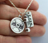 Vintage Silver 25lbs WEIGHT Barbell Fitness Kettlebell Dumbbell STRONG IS Weightlifting Necklace Charms Pendant Necklace
