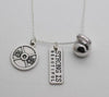 Vintage Silver 25lbs WEIGHT Barbell Fitness Kettlebell Dumbbell STRONG IS Weightlifting Necklace Charms Pendant Necklace