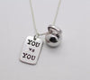 Vintage Silver 25lbs WEIGHT Barbell Fitness Kettlebell Dumbbell STRONG IS Weightlifting Necklace Charms Pendant Necklace