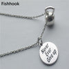 Fishhook Kettlebell and Never Ever Give up Pendant Necklace With Link Chain Zinc Alloy Charm Necklaces For Men/Women
