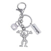 Strong Bodybuilder Men's Key Ring Gym Kettlebell Barbell Keychain Gift