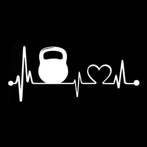 Anycuros Kettlebell Lock Lifeline Heartbeat Applique Car Sticker Car Window Vinyl Car Sticker Motorcycle Car Styling 21.1*7.9cm
