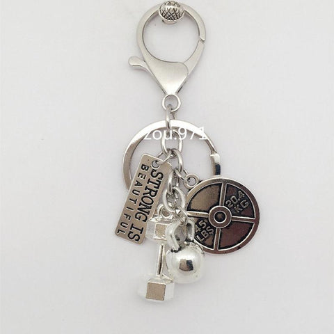 1pcsWEIGHTLIFTING Keychain Dumbbell Charm Pendant Kettlebell Crossfit Gym