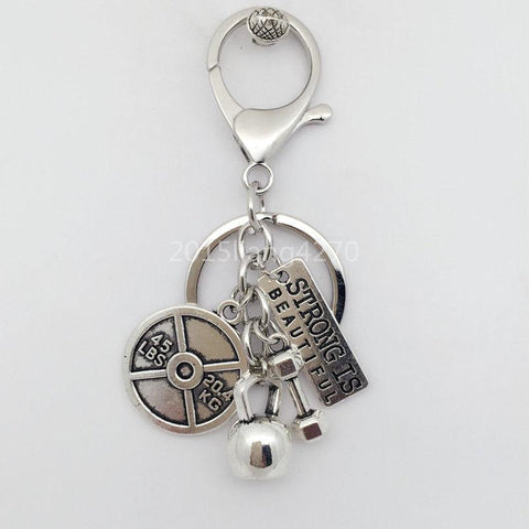 WEIGHTLIFTING Keychain Dumbbell Charm Pendant Kettlebell Crossfit Jewelry Gym