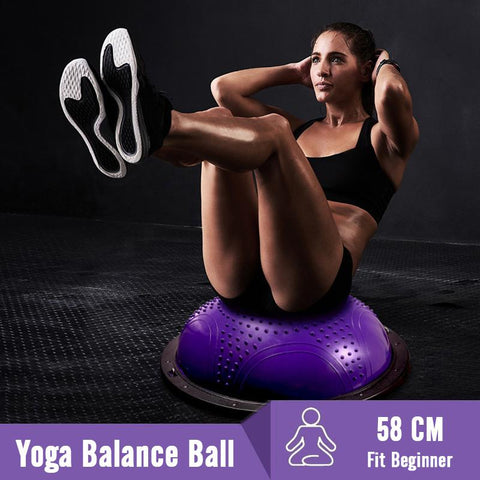 58cm Yoga Balance Ball Gym Workout Ball Pilates Half Yoga Ball Exercises Training Fitball With Strings & Pump