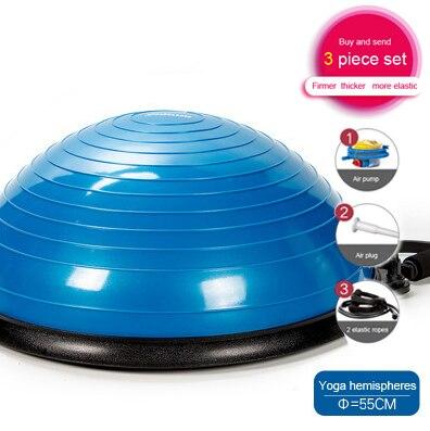 55 cm new yoga balance ball gym exercise ball pilates half yoga ball practice training fitness ball with strings and pumps