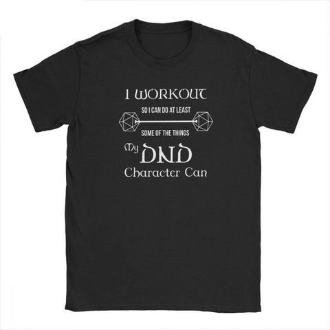 Dungeons And Dragons Gym Workout Dnd D20 Dice Weight Lifting T Shirt for Men Tops Tees 100% Cotton Crew Neck Funny T-Shirt Tops