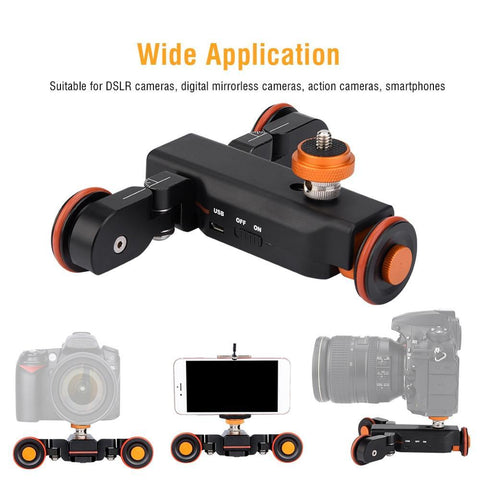 YELANGU L4X Mini Motorized Electric Track Slider Motor Dolly Truck Car for Camera Camcorder DV Cameras Truck Cars with Batteries