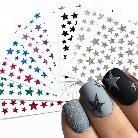 1pcs 3D Nail Slider Stars Stickers Glitter Shiny Decoration Decal DIY Transfer Adhesive Colorful Nail Art Tips Manicure JINC132