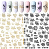 1 Sheet 3D  Letters  Summer Design Nail Sticker Black Gold Leaf Sliders Nail Art Adhesive Decal Manicure Tattoos Sticker