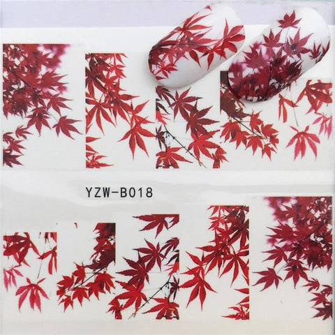 Nail sticker art decoration maple leaf autumn slider adhesive Water Transfer decals manicure lacquer art accessoires polish foil