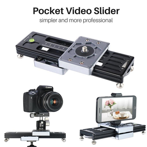 ULANZI SL-260 Dual Track Pocket Video Slider Aluminum Alloy Camera Slider with Flexible Screw Switch Damping Adjusting