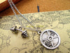 Fashion Hot Sale 45lbs/20.4kg circle with  kinds of dumbell,kettlebell and barbells charm pendant Necklace