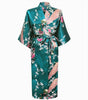 Brand New Green Long Robe Satin Rayon Bathrobe Nightgown For Women Kimono Sleepwear Flower Plus Size S M L XL XXL XXXL A-112