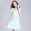 2017 New Sweet Young Women Silk Nightgown Printed Fashion Knee-length Girl Sleepwear Summer Ladies Sleepshirts Pink,Camel,Blue
