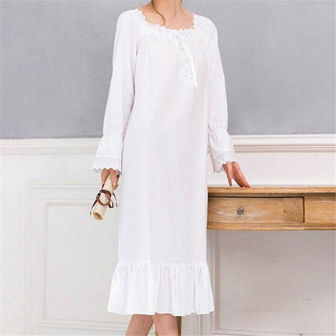 New Arrivals Vintage Nightgowns Sleepshirts Elegant Home Dress Lace Sleepwear Women Sleep & Lounge Soft Cotton Nightgown #H120