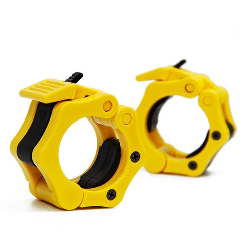 1 Pair 2" Gym Weightlifting Collar Clamps Clips Olympic Barbell Collars Lock Dumbbell Spinlock Fitness Weight Bar Support Yellow
