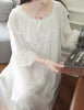 Lace Modal Nightgown Women Lace Long Nightdress Home dress Sweet Lady Dressing Gown Morning Dress Light Blue Sleepwear One Piece