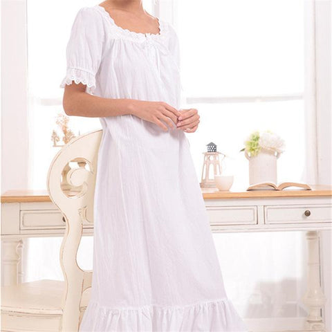 New Arrival Vintage Nightgowns Sleepshirts Elegant Lady Dresses Princess Sleepwear Print Home Dress Lace Sleep & Lounge #H119