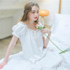 Summer Sleep Lounge White Cotton Sleepwear Female Home Dress Lace Long Princess Vintage Nightgown Women Sleeping Dress #P154