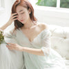 Free Shipping 2016 New Summer Princess Women's Nightgown Long Sleepwear Vintage Pijamas V-neck Nightshirt