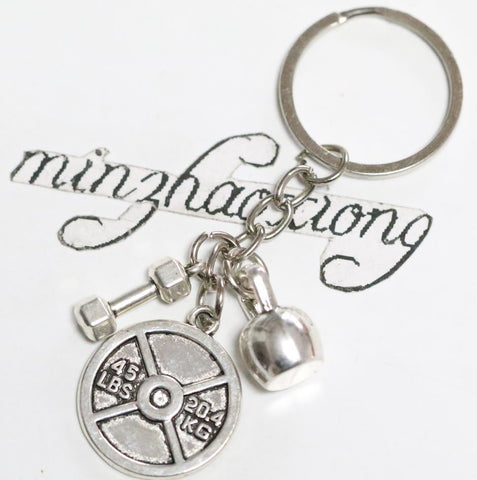 WEIGHTLIFTING Keychain Dumbbell Charm Pendant Kettlebell Crossfit Jewelry Gym