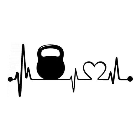 21.1cm*7.9cm Kettlebell Lifeline Heartbeat Car Sticker Motorcycle Car-Styling Black/Silver S3-4960