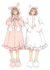 Super Cute Rabbit & Bear Girls Lolita Soft Fleece Pink Sleep Dress Kawaii Gown Vintage Princess Hooded Nightgowns