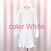Super Cute Rabbit & Bear Girls Lolita Soft Fleece Pink Sleep Dress Kawaii Gown Vintage Princess Hooded Nightgowns